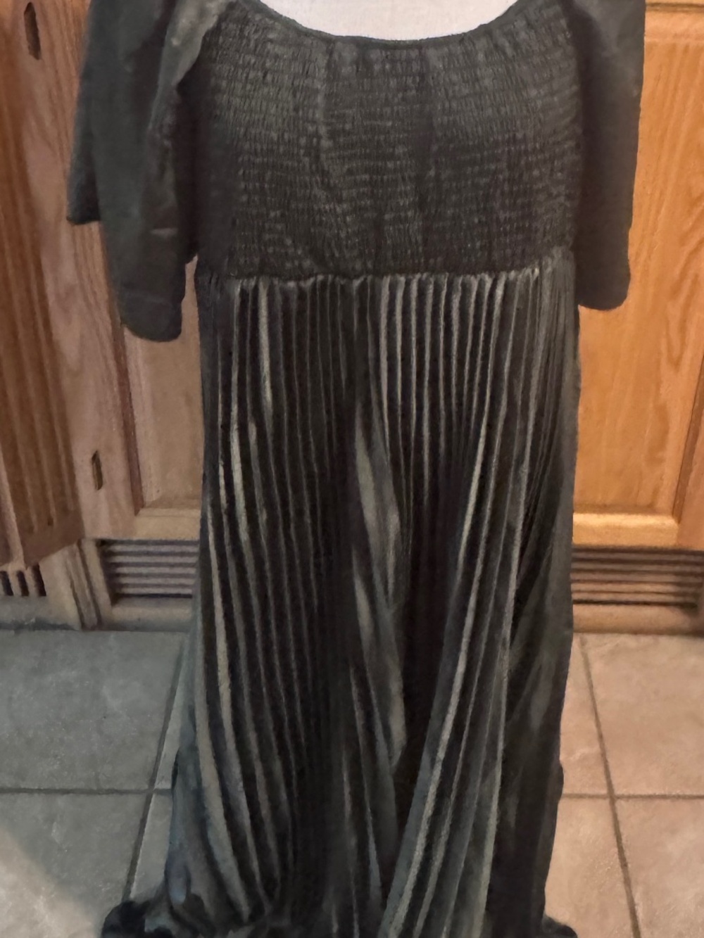 Women's Shein Curve 2XL Green Long Flowing Dress Short Sleeve A-Line Dress